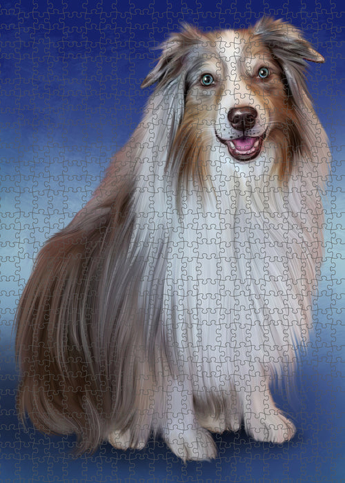 Australian Shepherd Dog Portrait Jigsaw Puzzle for Adults Animal Interlocking Puzzle Game Unique Gift for Dog Lover's with Metal Tin Box PZL1000