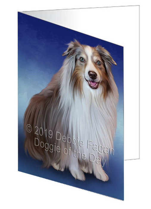 Australian Shepherd Dog Handmade Artwork Assorted Pets Greeting Cards and Note Cards with Envelopes for All Occasions and Holiday Seasons GCD77579