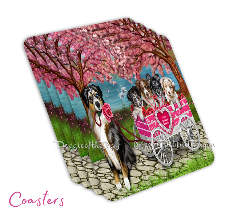 Mother's Day Gift Basket Australian Shepherd Dogs Blanket, Pillow, Coasters, Magnet, Coffee Mug and Ornament