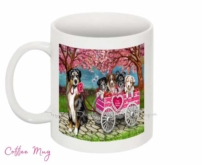 Mother's Day Gift Basket Australian Shepherd Dogs Blanket, Pillow, Coasters, Magnet, Coffee Mug and Ornament