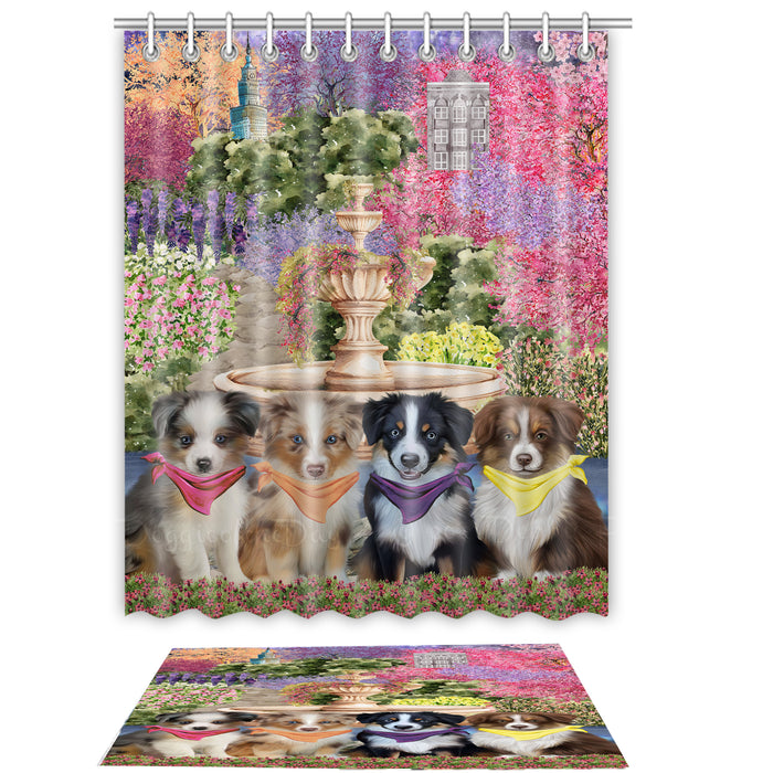 Australian Shepherd Shower Curtain with Bath Mat Set, Custom, Curtains and Rug Combo for Bathroom Decor, Personalized, Explore a Variety of Designs, Dog Lover's Gifts