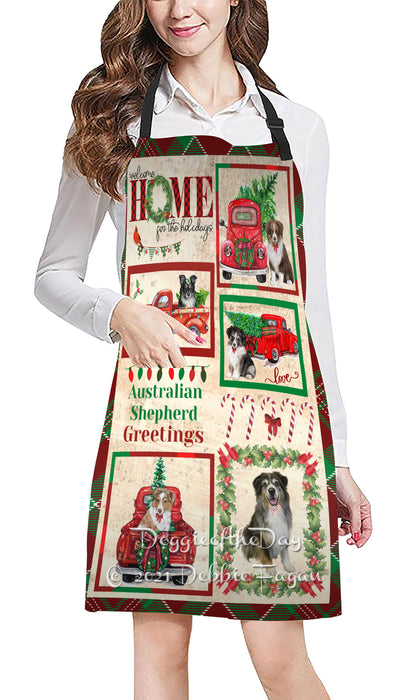 Welcome Home for Holidays Australian Shepherd Dogs Apron Apron48376