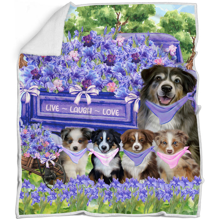 Australian Shepherd Blanket: Explore a Variety of Personalized Designs, Bed Cozy Sherpa, Fleece and Woven, Custom Dog Gift for Pet Lovers