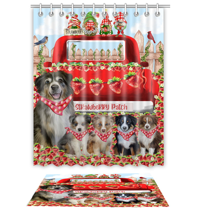 Australian Shepherd Shower Curtain & Bath Mat Set - Explore a Variety of Personalized Designs - Custom Rug and Curtains with hooks for Bathroom Decor - Pet and Dog Lovers Gift