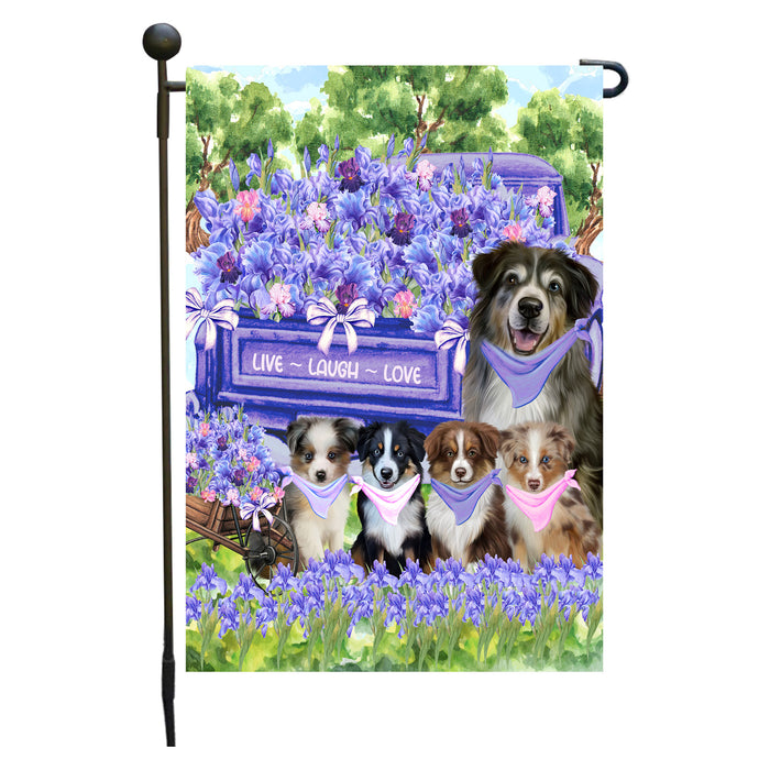 Australian Shepherd Dogs Garden Flag for Dog and Pet Lovers, Explore a Variety of Designs, Custom, Personalized, Weather Resistant, Double-Sided, Outdoor Garden Yard Decoration