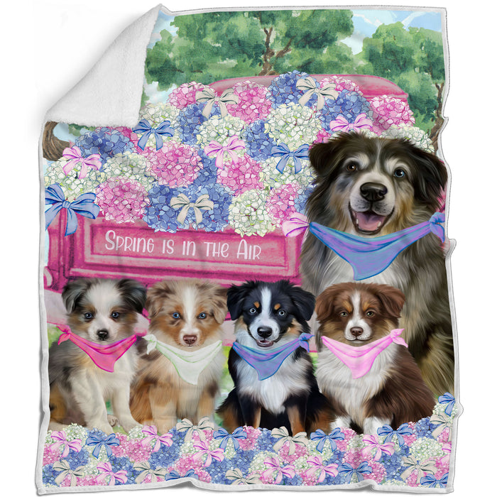 Australian Shepherd Bed Blanket, Explore a Variety of Designs, Custom, Soft and Cozy, Personalized, Throw Woven, Fleece and Sherpa, Gift for Pet and Dog Lovers