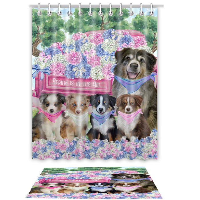 Australian Shepherd Shower Curtain & Bath Mat Set - Explore a Variety of Custom Designs - Personalized Curtains with hooks and Rug for Bathroom Decor - Dog Gift for Pet Lovers