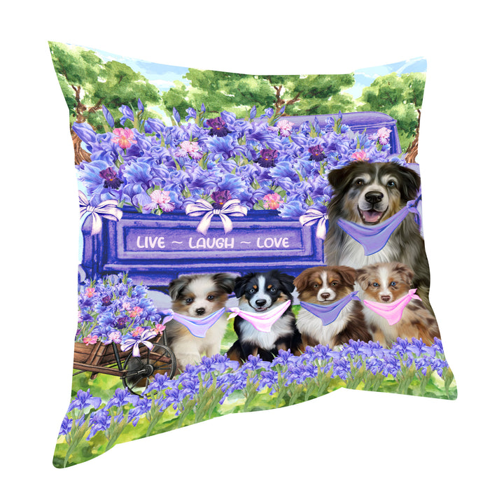 Australian Shepherd Throw Pillow, Explore a Variety of Custom Designs, Personalized, Cushion for Sofa Couch Bed Pillows, Pet Gift for Dog Lovers