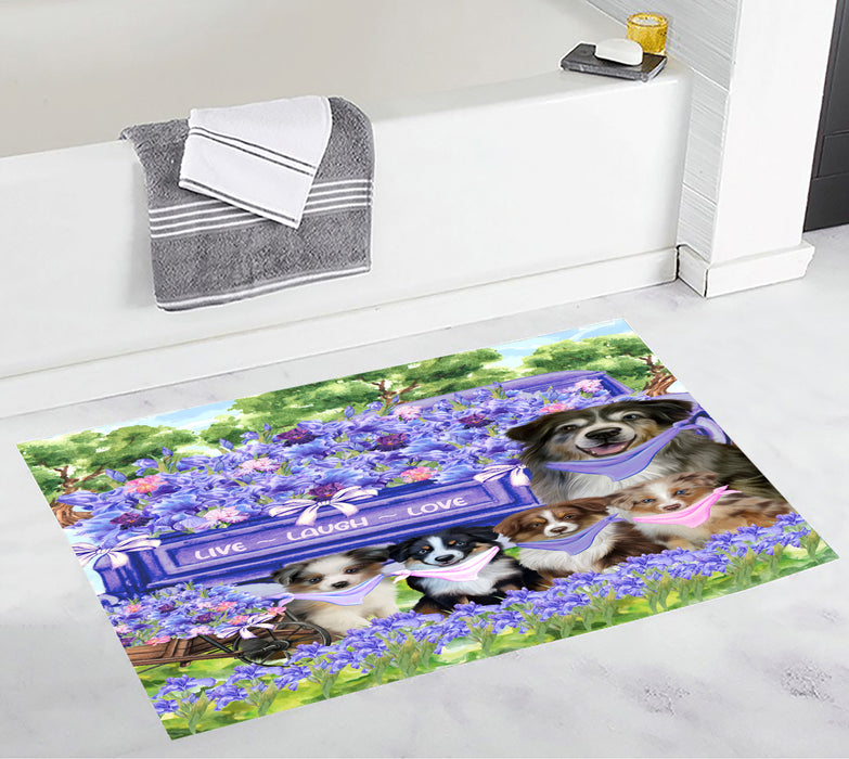 Australian Shepherd Anti-Slip Bath Mat, Explore a Variety of Designs, Soft and Absorbent Bathroom Rug Mats, Personalized, Custom, Dog and Pet Lovers Gift