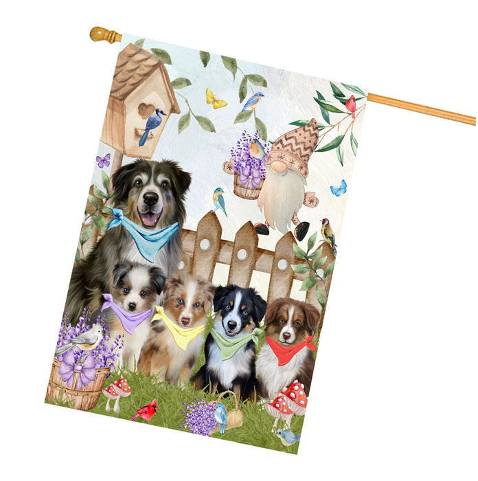 Australian Shepherd Dogs House Flag: Explore a Variety of Designs, Custom, Personalized, Weather Resistant, Double-Sided, Home Outside Yard Decor for Dog and Pet Lovers