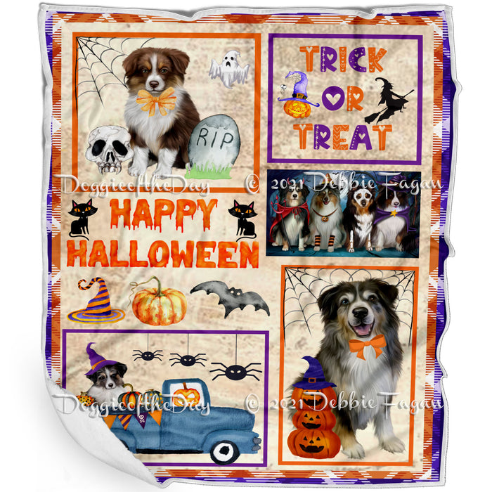 Happy Halloween Trick or Treat Australian Shepherd Dogs Blanket BLNKT143712