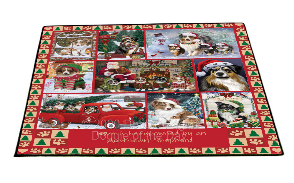 Love is Being Owned Christmas Australian Shepherd Dogs Floormat FLMS54760