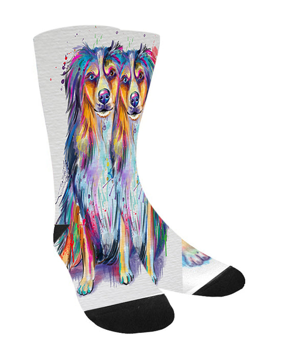 Watercolor Australian Shepherd Dog Women's Casual Socks