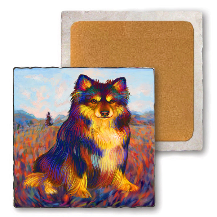 Mystic Blaze Australian Shepherd Dog Set of 4 Natural Stone Marble Tile Coasters MCST48572