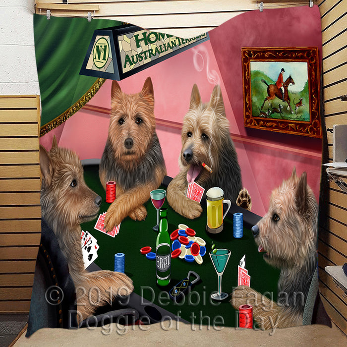 Home of  Australian Terrier Dogs Playing Poker Quilt