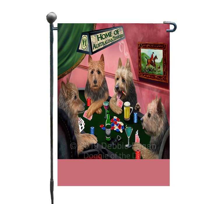 Personalized Home of Australian Terrier Dogs Four Dogs Playing Poker Custom Garden Flags GFLG-DOTD-A60237