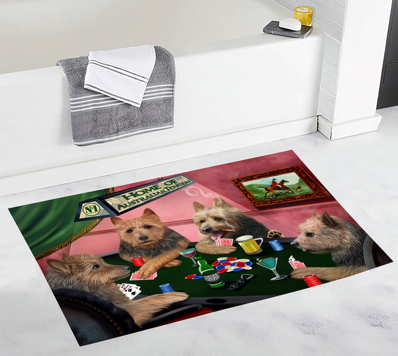Home of  Australian Terrier Dogs Playing Poker Bath Mat