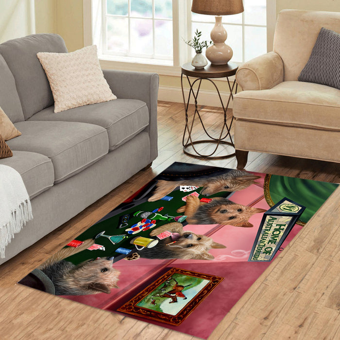 Home of  Australian Terrier Dogs Playing Poker Area Rug