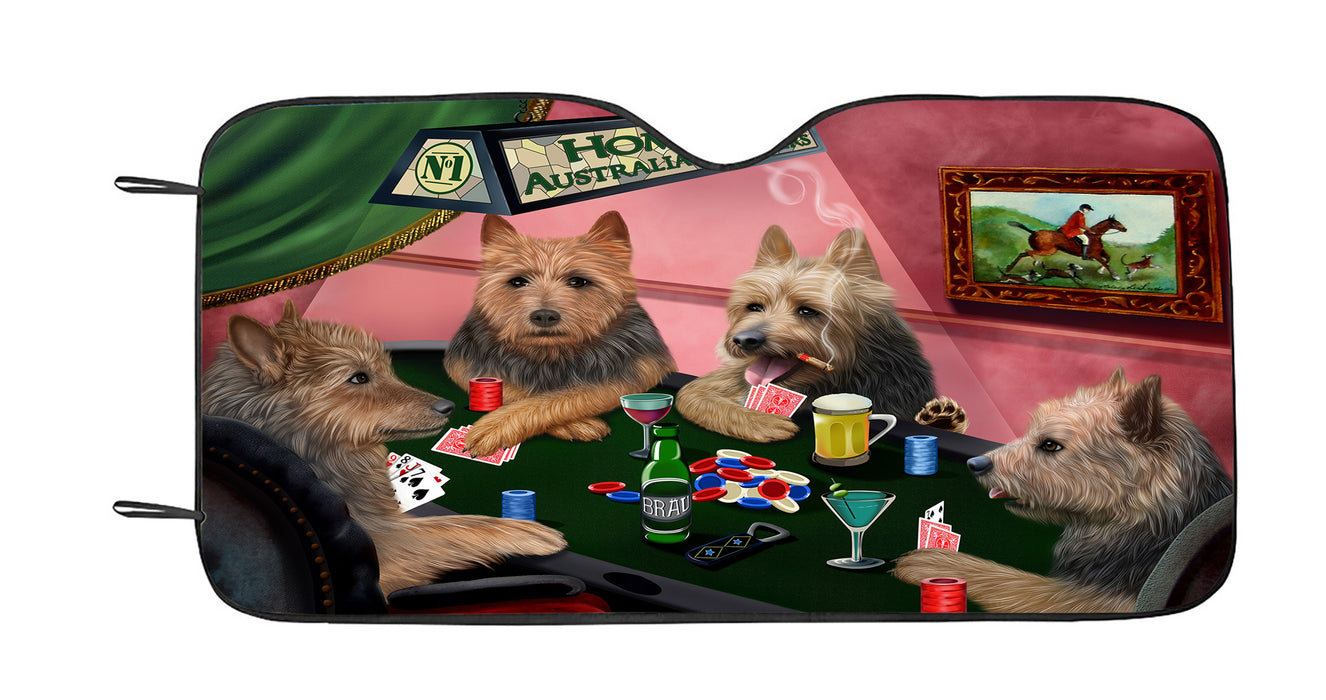 Home of  Australian Terrier Dogs Playing Poker Car Sun Shade