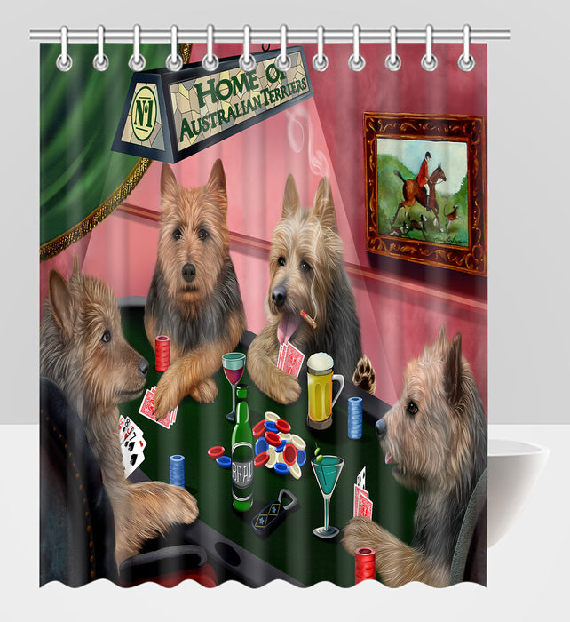 Home of  Australian Terrier Dogs Playing Poker Shower Curtain
