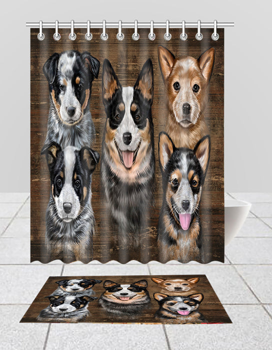 Rustic Australian Cattle Dogs  Bath Mat and Shower Curtain Combo
