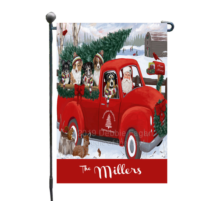 Christmas Santa Express Delivery Australian Shepherds Dog Family Garden Flag GFLG55069