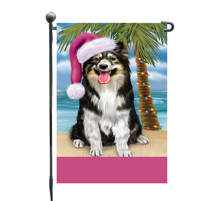 Personalized Summertime Happy Holidays Christmas Australian Shepherd Dog on Tropical Island Beach  Custom Garden Flags GFLG-DOTD-A60394
