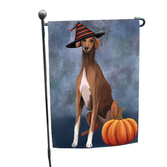 Azawakh Dog Wearing Witch Hat with Pumpkin Garden Flag
