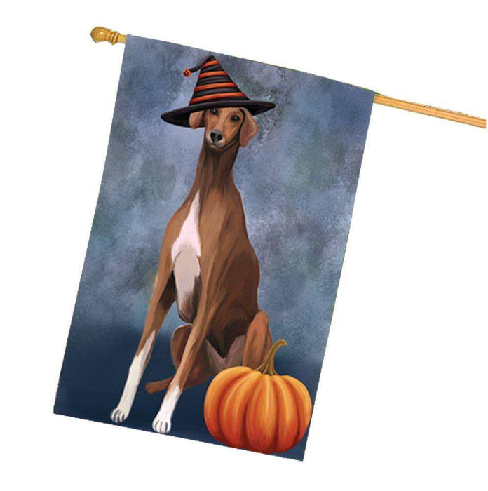Azawakh Dog Wearing Witch Hat with Pumpkin House Flag