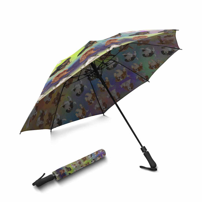 Cavalier King Charles Spaniel Dogs  Semi-Automatic Foldable Umbrella