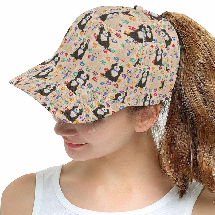 Women's All Over Rainbow Paw Print Cockapoo Dog Snapback Hat Cap