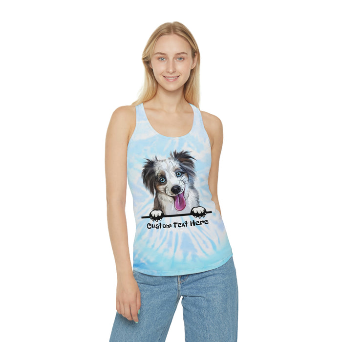 Women's Custom Tank Top Dog Personalized Tie Dye Racerback Slim Fit