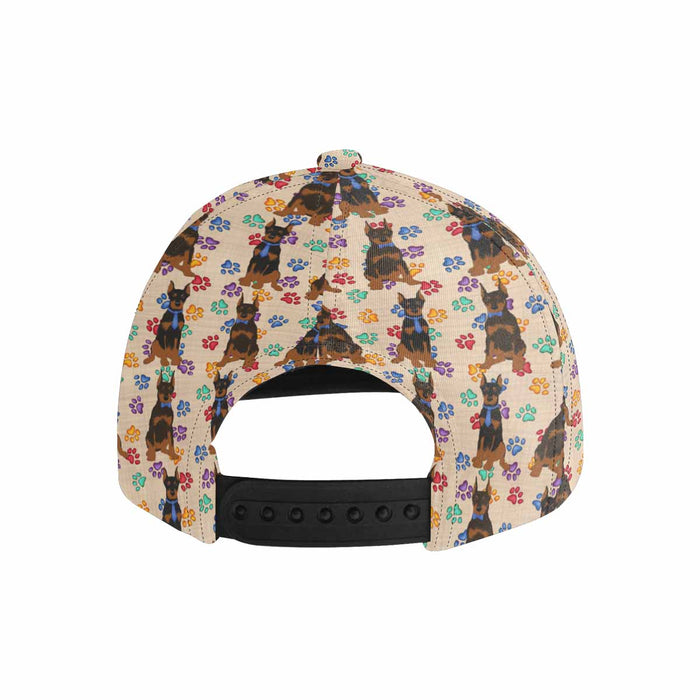 Women's All Over Rainbow Paw Print Doberman Dog Snapback Hat Cap