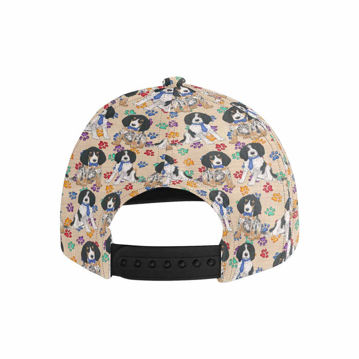 Women's All Over Rainbow Paw Print Bluetick Coonhound Dog Snapback Hat Cap