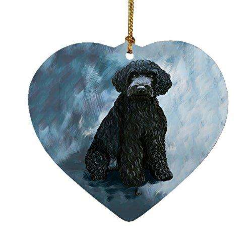 Barbet Black Dog Heart Christmas Ornament