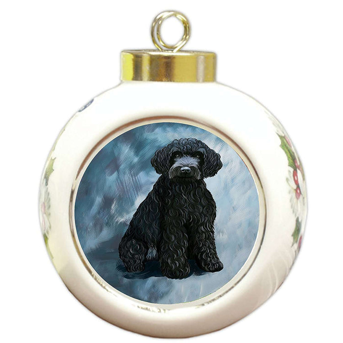 Barbet Black Dog Round Ball Christmas Ornament
