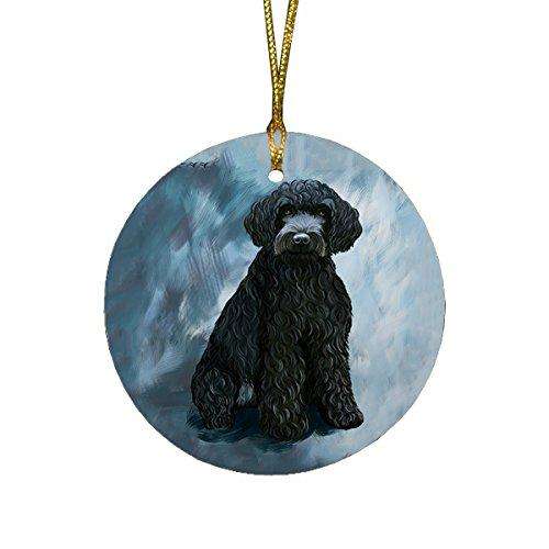 Barbet Black Dog Round Christmas Ornament