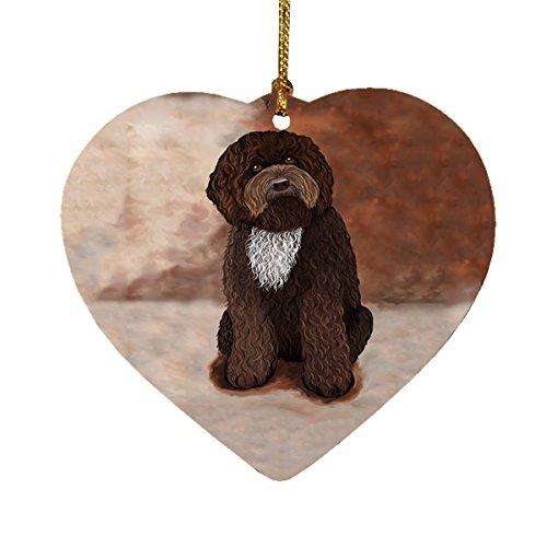 Barbet Brown Dog Heart Christmas Ornament