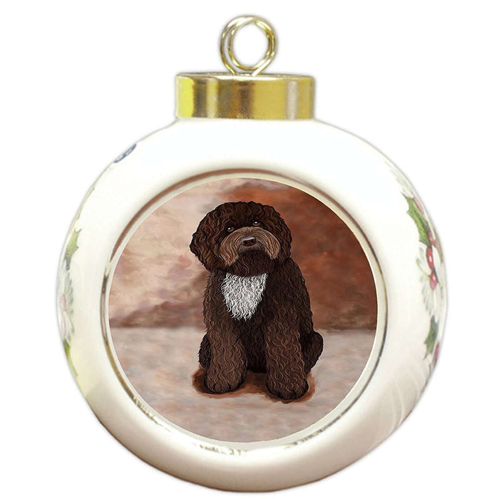 Barbet Brown Dog Round Ball Christmas Ornament