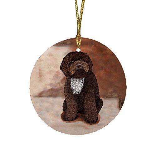 Barbet Brown Dog Round Christmas Ornament