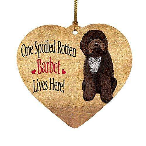 Barbet Spoiled Rotten Dog Heart Christmas Ornament
