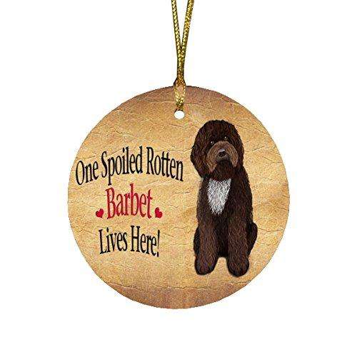 Barbet Spoiled Rotten Dog Round Christmas Ornament