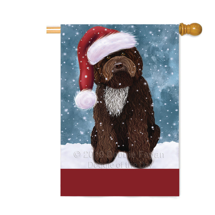 Personalized Let It Snow Happy Holidays Barbet Dog Custom House Flag FLG-DOTD-A62301