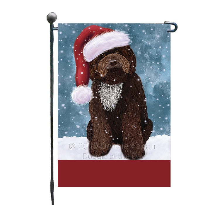 Personalized Let It Snow Happy Holidays Barbet Dog Custom Garden Flags GFLG-DOTD-A62245