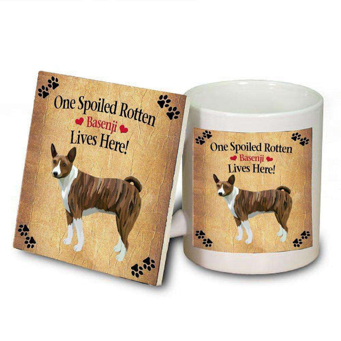 Basenji African Hunting Spoiled Rotten Dog Mug and Coaster Set