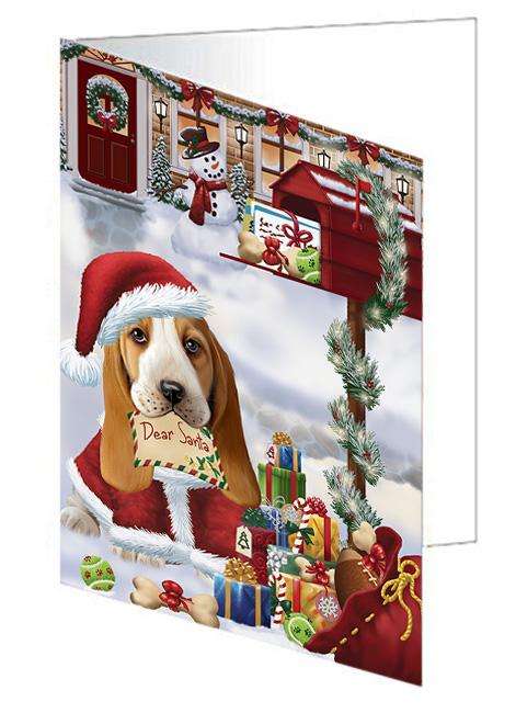 Basset Hound Dog Dear Santa Letter Christmas Holiday Mailbox Handmade Artwork Assorted Pets Greeting Cards and Note Cards with Envelopes for All Occasions and Holiday Seasons GCD65642