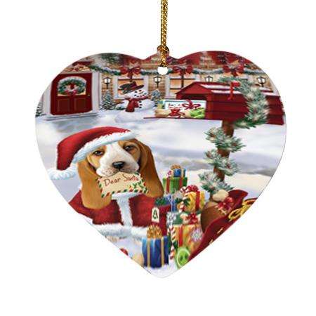 Basset Hound Dog Dear Santa Letter Christmas Holiday Mailbox Heart Christmas Ornament HPOR53871