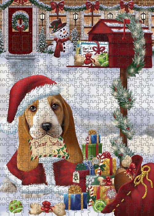 Basset Hound Dog Dear Santa Letter Christmas Holiday Mailbox Puzzle with Photo Tin PUZL82640