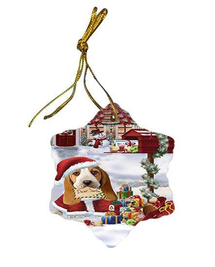 Basset Hound Dog Dear Santa Letter Christmas Holiday Mailbox Star Porcelain Ornament SPOR53862