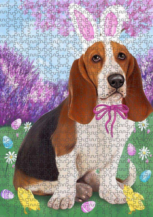 Basset Hound Dog Easter Holiday Puzzle with Photo Tin PUZL50166